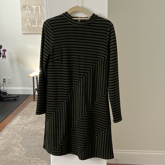HUTCH Green and Black Striped Long Sleeve Dress - Picture 3 of 5